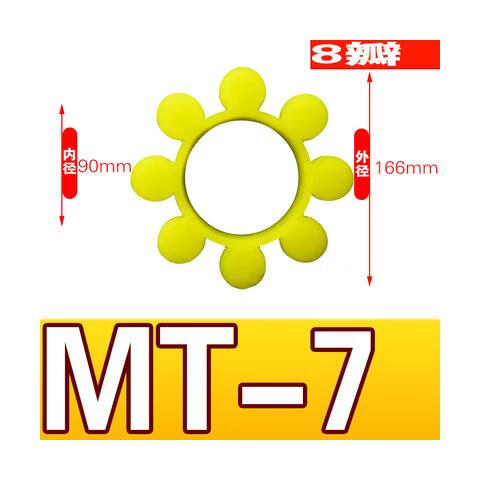 MT聯(lián)軸器緩沖墊梅花墊橡膠彈性塊聚氨酯梅花膠圈六角聯(lián)軸膠墊圈 MT7(166*90*30八角