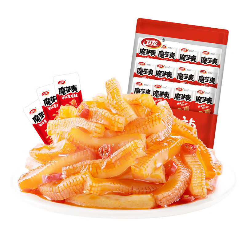 卫龙魔芋爽 辣条 休闲零食 办公室零食 香辣素毛肚魔芋爽600g/袋约40