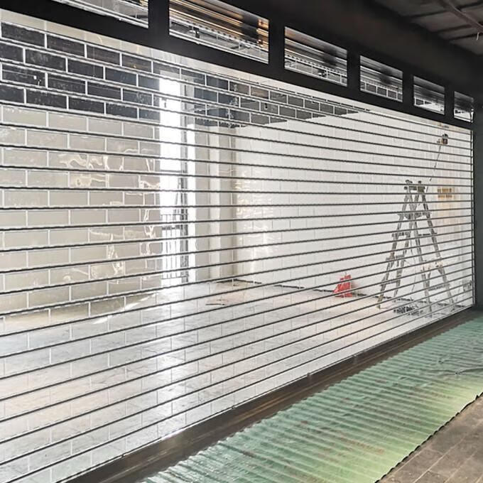 橙央电动水晶卷帘门店铺商场透明防盗卷闸门不锈钢超市拉闸门白色