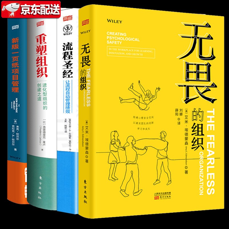 【管理学四部曲】无畏的组织+重塑组织：进化型组织的创建之道+新版一页纸项目管理+流程圣1经让流程自动管理绩效 构建心理安全空间以激发团队的创新学习和成长 管理学4册套装
