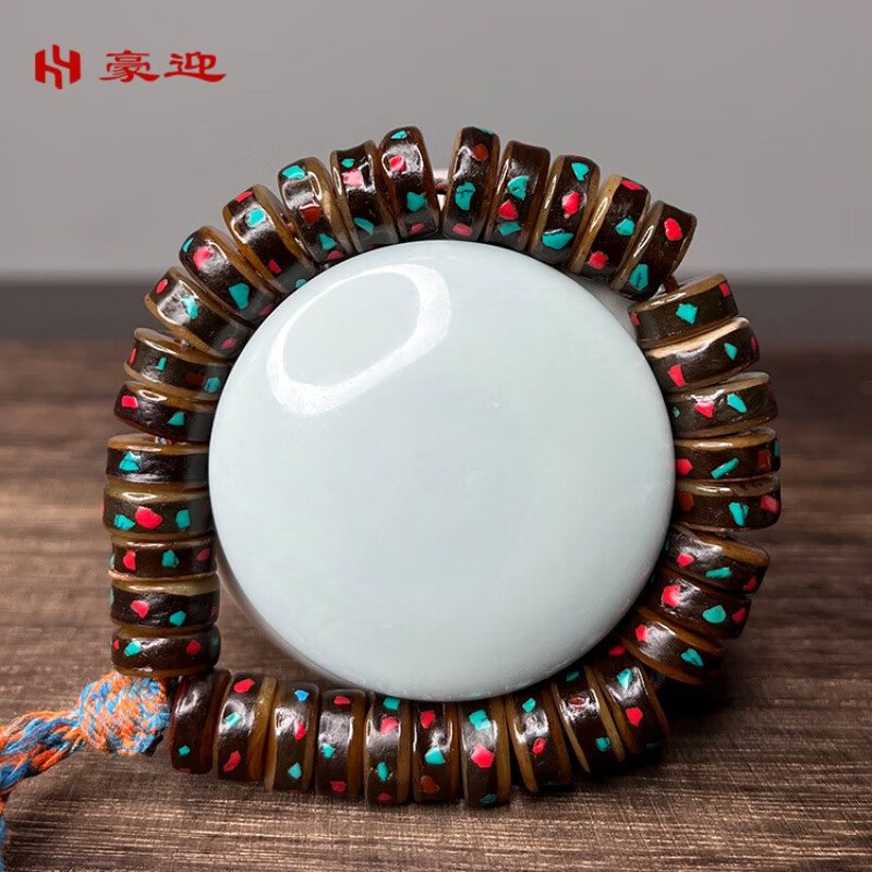 豪迎 牦牛骨眉心骨手串 嘎嘎念珠牛骨手链女文玩牦牛骨嘎巴啦佛珠 12*