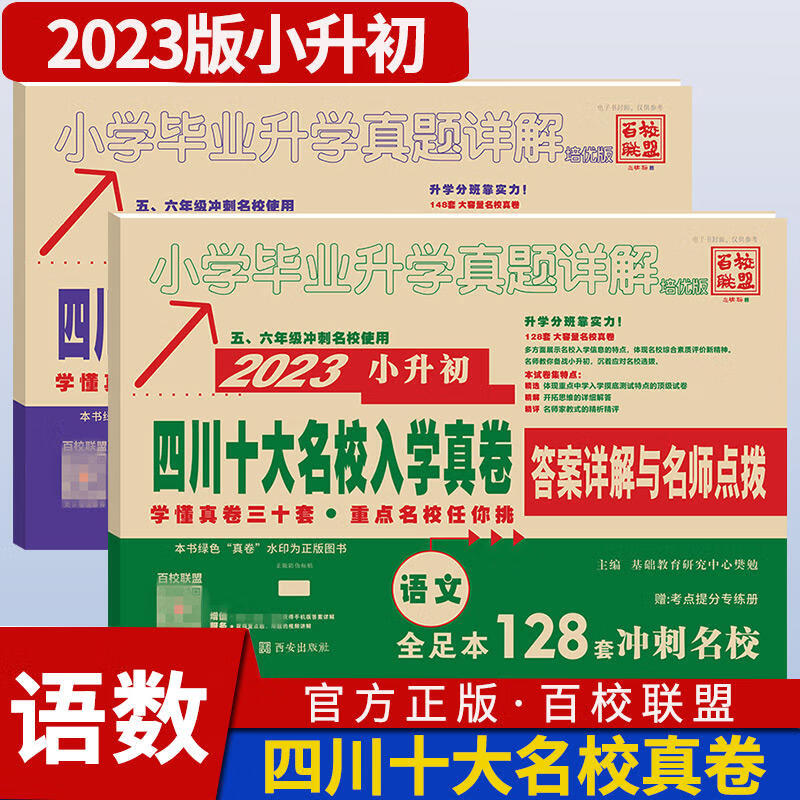 2023版小学毕业升学真题详解语文+数学 培优版 四川十大名校招生真卷 小升初模拟试卷 小学毕业升学考试历年真题试卷详解 总复习资料 图书