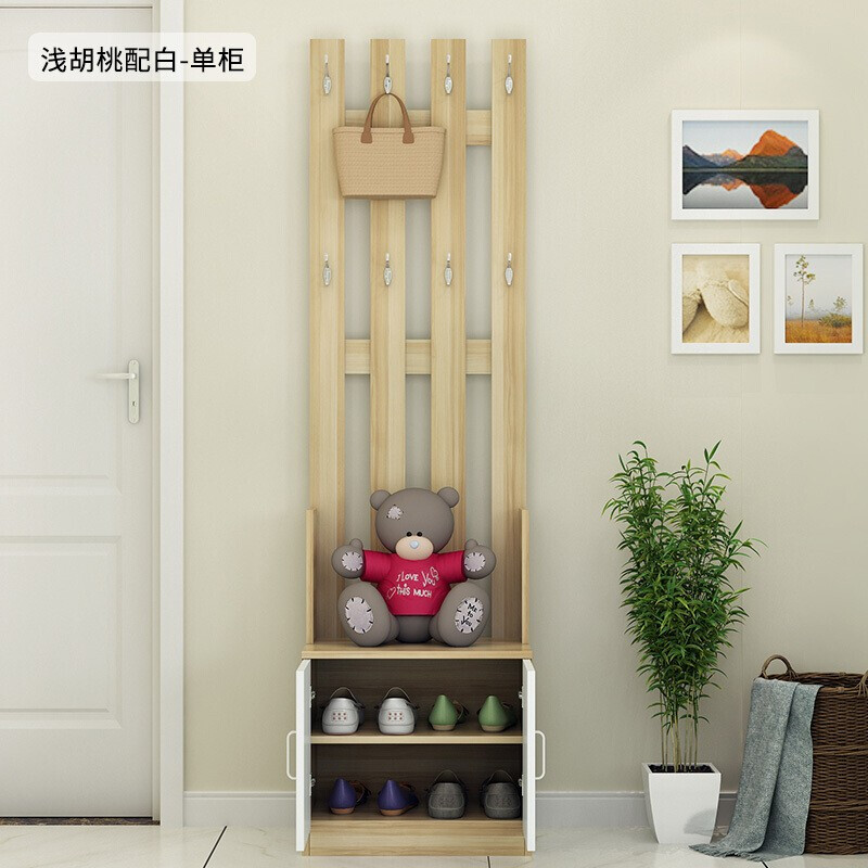悠拾光 鞋柜带挂衣架一体组合衣帽柜挂衣柜玄关门厅衣帽架简易门口