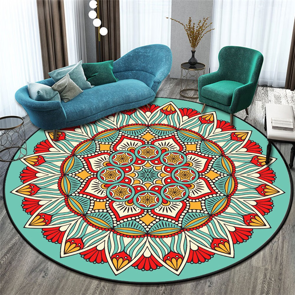 初尚曼陀罗地毯 波西米亚客厅茶几圆形地毯北欧民族风曼陀罗民俗复古