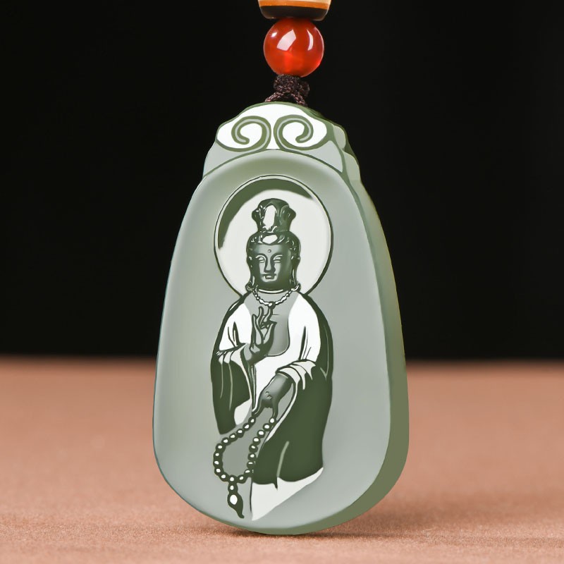 非诺   和田玉观音佛玉吊坠 男女情侣款玉坠项链 观音