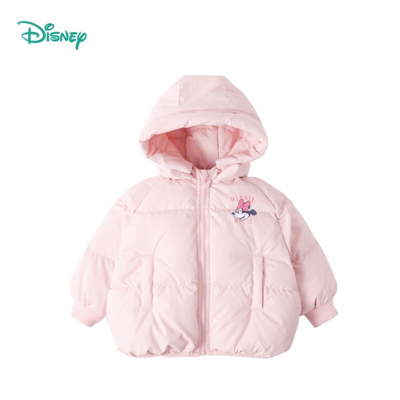 迪士尼(Disney)童装 女童羽绒服外套冬季儿童连帽保暖上衣浅粉24个月/身高90cm