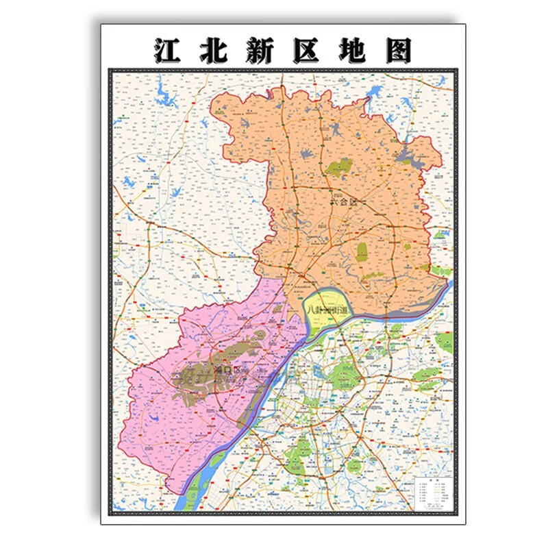 新款江北新区定制贴挂超大巨幅壁画行政图办公室装饰画海报 地图 单幅