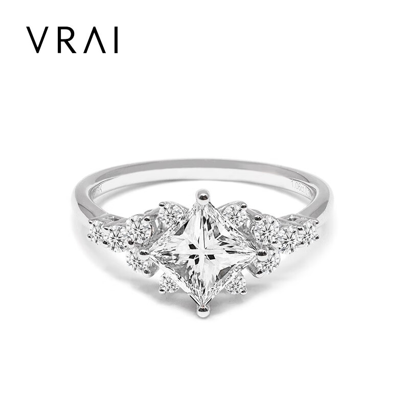 VRΛI芮爱 漫天繁星公主方婚戒钻戒钻石群镶戒指小清新异形钻求婚定制 1克拉定金 1克拉怎么看?