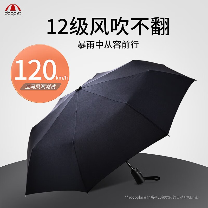 doppler奥地利防翻转抗强风伞全自动三折伞一甩速干风暴伞男女商务晴