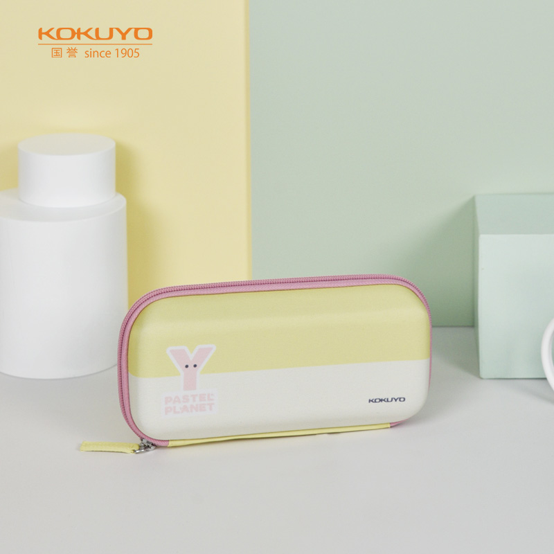 国誉(kokuyo)淡彩星球·桌面摊开式笔盒学生收纳铅笔盒 黄色 1个 wsg