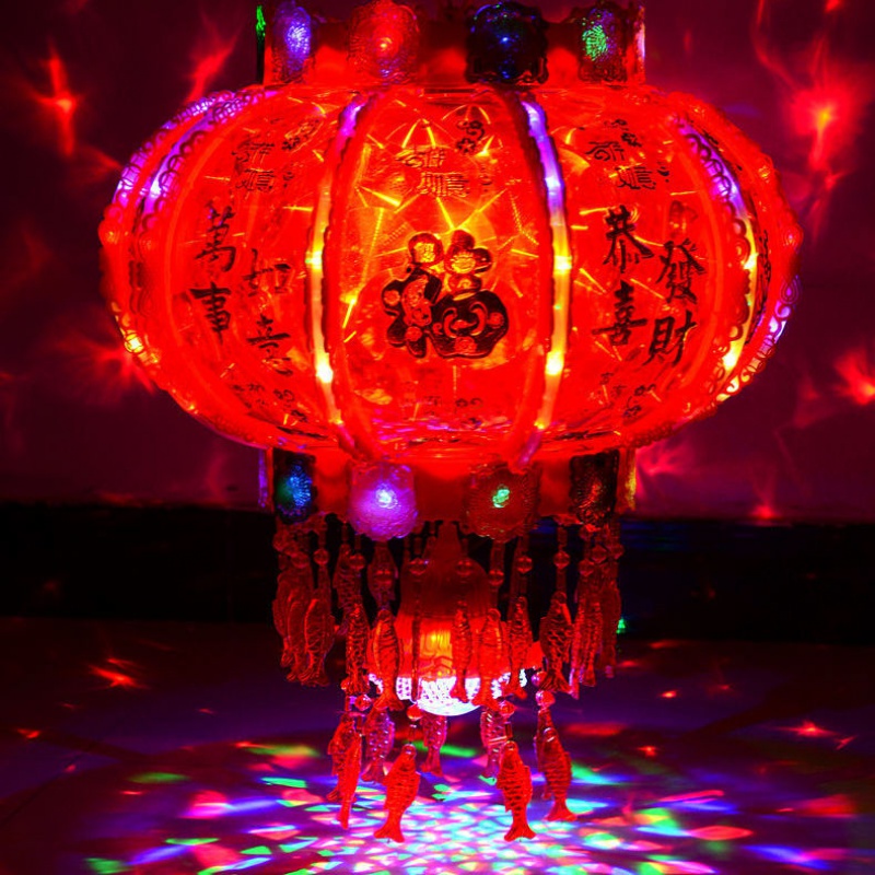 【现货现发】七彩旋转走马灯电动led阳台挂饰新年灯笼春节乔迁福字