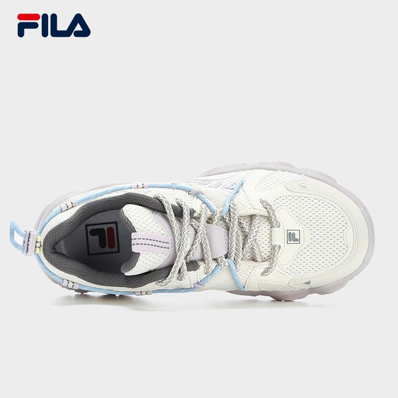 斐乐（FILA）猫爪4代女鞋复古运动鞋老爹鞋新款轻便透气休闲鞋 奶白/丁香灰-GD 37.5