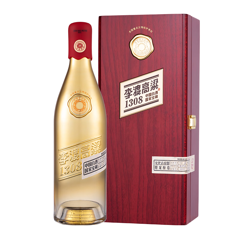 李渡高粱1308 元窖香白酒500ml 禮盒 送禮 52度 500mL 1瓶 【紅盒】