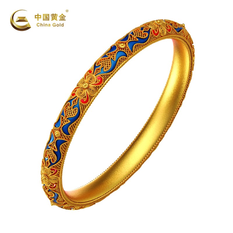 【中国黄金】黄金手镯足金锦绣连绵镯子女款首饰定制三金结婚送老婆