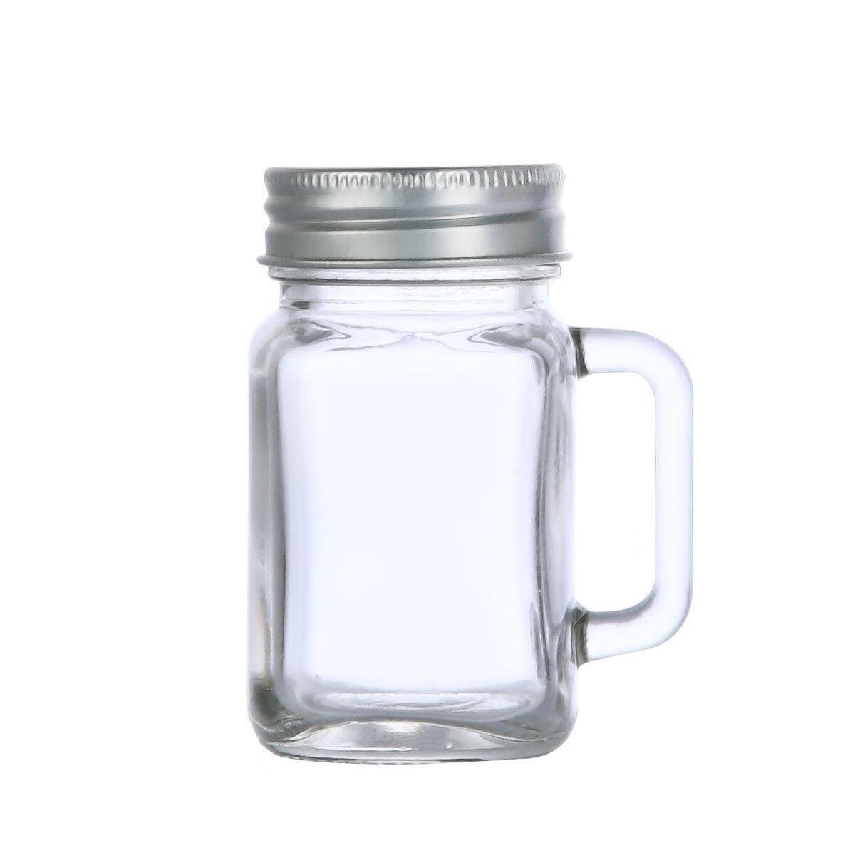 萌依儿(Mengyier)迷你玻璃把手杯40ml小酒杯带盖奶茶杯120ml梅森杯咖啡杯果汁杯的 40ml不带盖1只