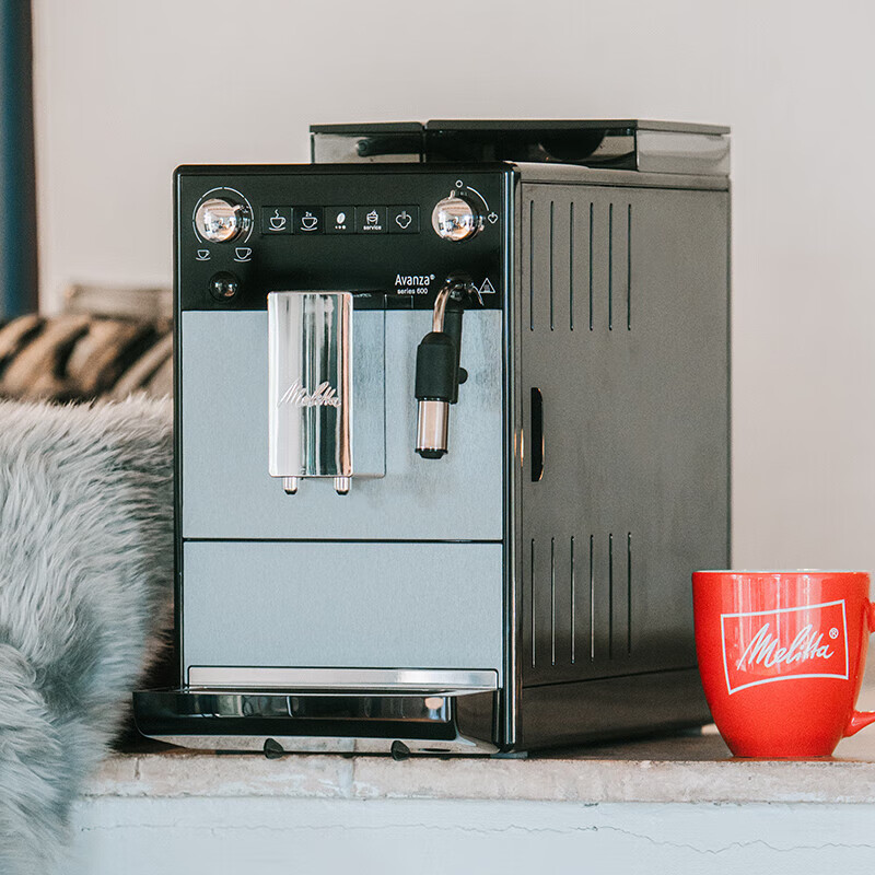 美乐家(melitta)意式咖啡机全自动四代F27咖啡机家用办公室欧洲原装进口德国精钢现磨静噪刀盘15Bar泵压家用咖啡机 静噪研磨绵密奶泡系统 F27银色