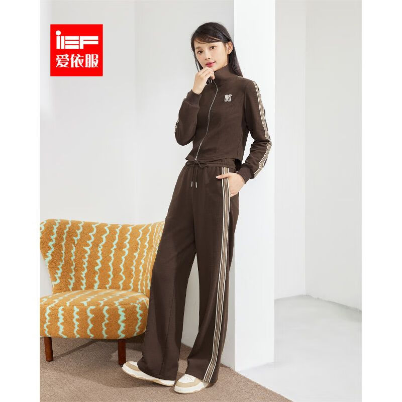 IEF/爱依服套装2023秋季新款韩版休闲运动风通勤简约显瘦上下套裤 咖 M怎么样,好用不?