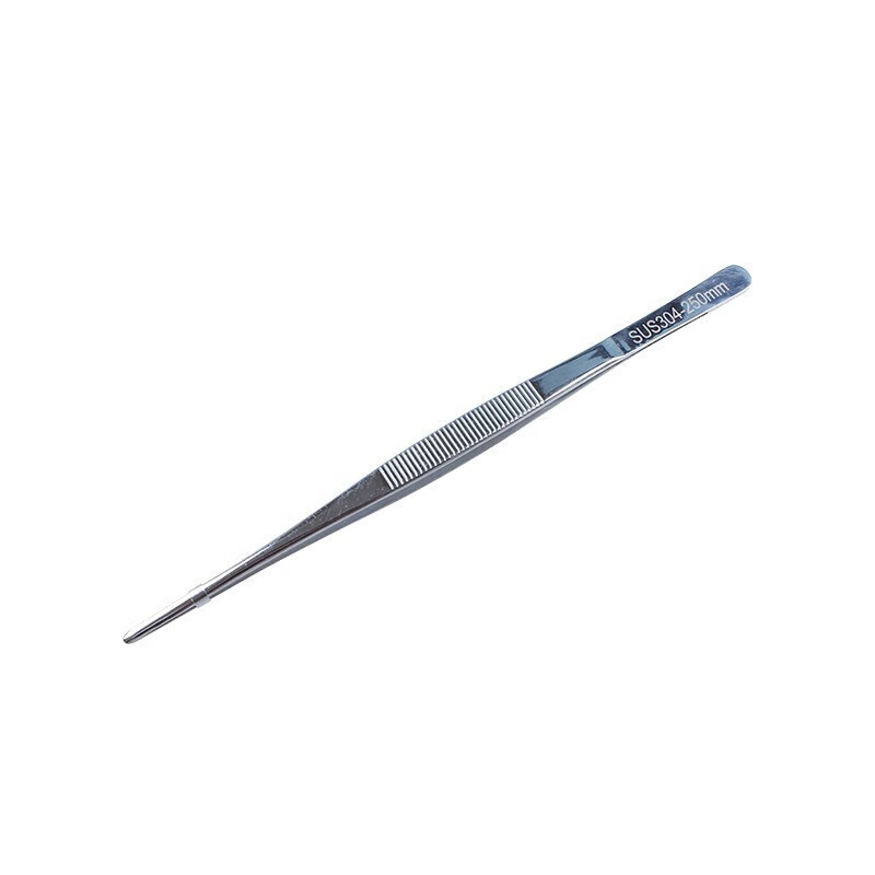 粤顺康不锈钢医用镊子304防碘伏镊子纱布敷料镊圆头镊子外科手术镊子 300mm304不锈钢辅料镊