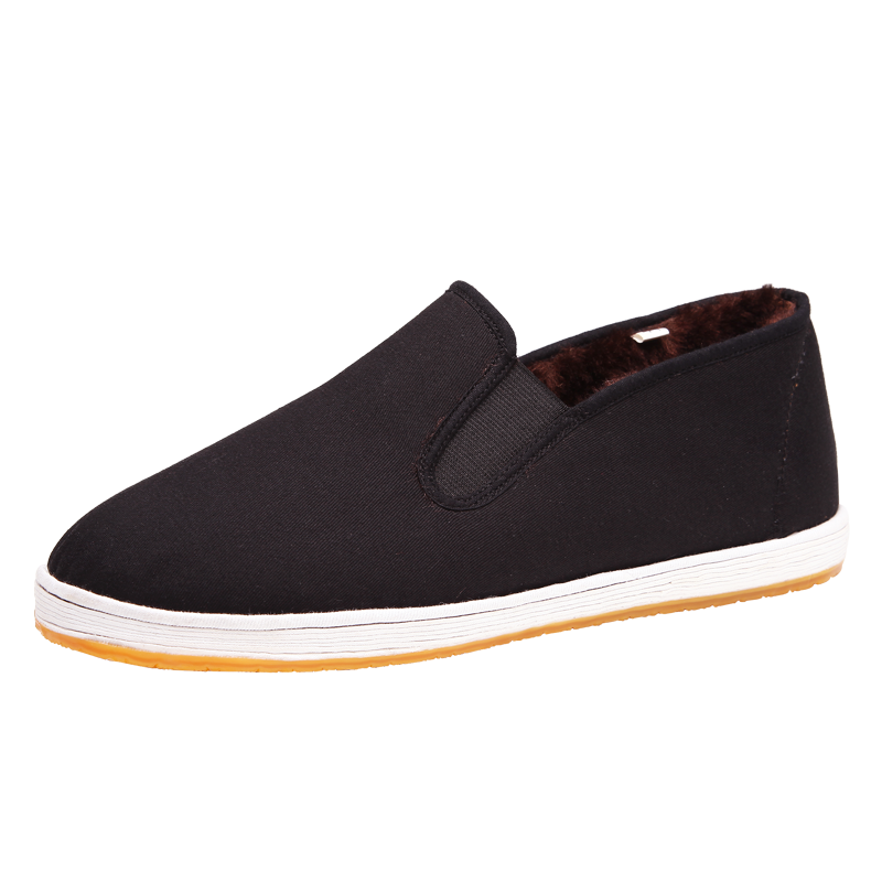 布舍元 秋季新款傳統布鞋男漢服鞋祥云刺繡休閑千層底一腳蹬懶人老北京布鞋子男士 93X-7718黑色 44