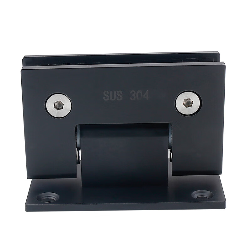 辉周雅黑色90度不锈钢浴室玻璃夹玻璃门合页哑黑淋浴房双向铰链