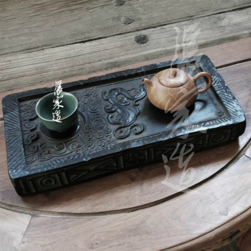 花栏汉砖茶盘张家造中式茶台复古风茶盘仿古汉砖壶承杯干泡台托盆底座