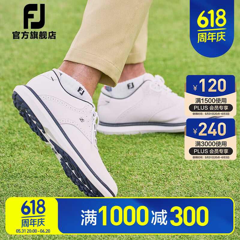 FootJoy高尔夫球鞋FJ男士Traditions经典时尚无钉鞋轻量缓震golf运动鞋子 57927-白蓝 7=40码