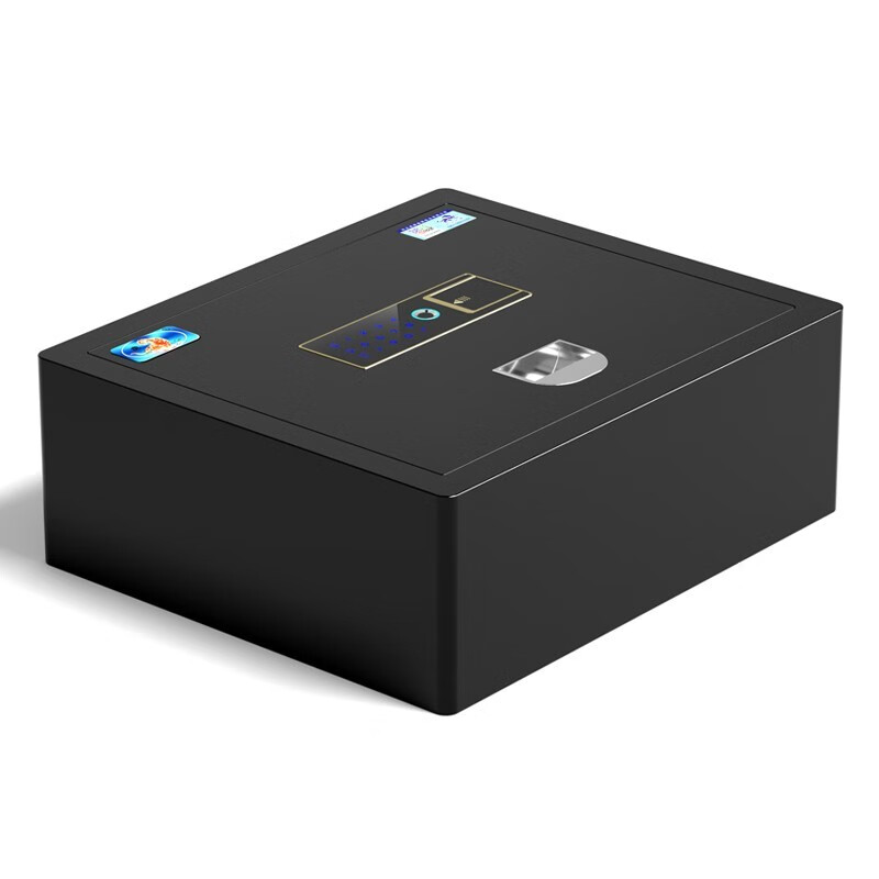 虎牌保险柜 小型上翻式高15CM高 隐藏式防盗保险箱家用办公全钢床头抽屉车载上翻箱衣柜酒店 夹万 上翻式保险柜 黑色【指纹款】