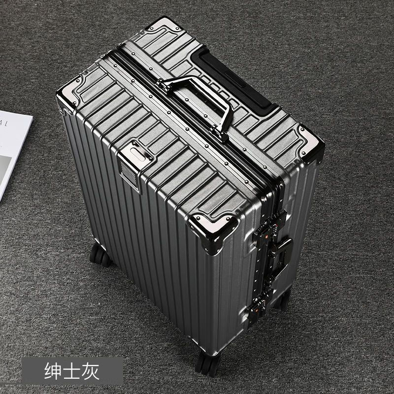拉木各菲板材加厚铝镁合金旅行箱高颜值拉杆箱行李箱 深灰色 22寸