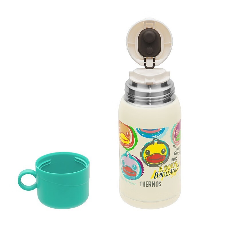 膳魔师（THERMOS）保温杯儿童保温杯吸管杯直饮杯学生水杯大水壶3岁小黄鸭550ml红绿