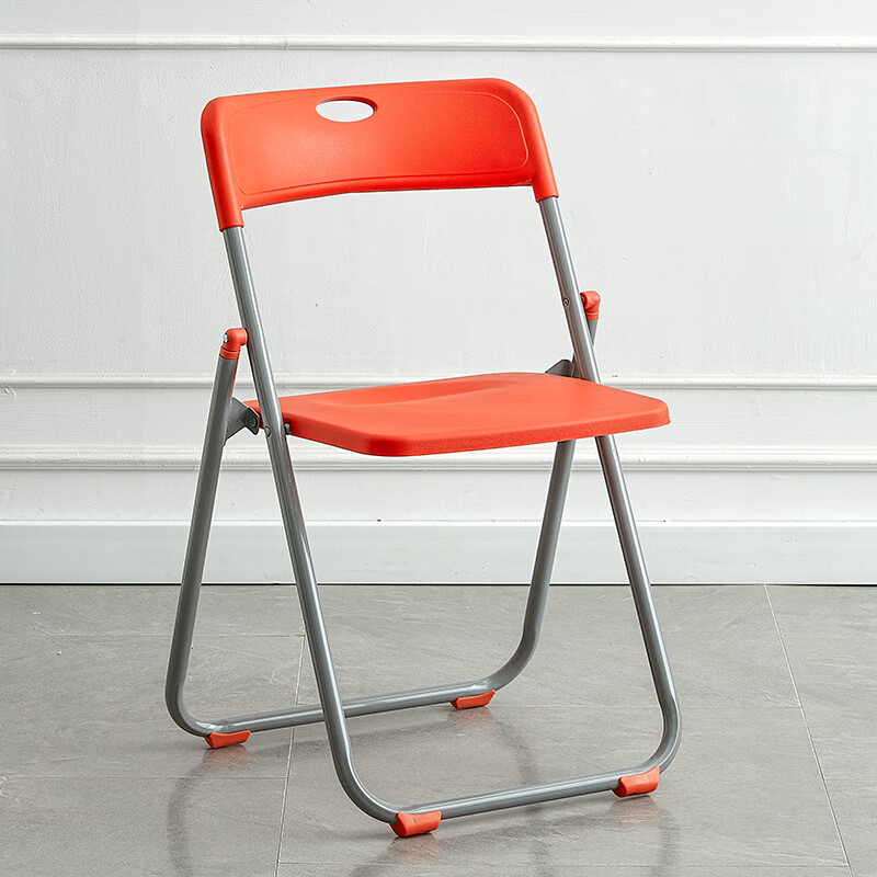 塑料折叠椅子家用靠背椅网红拍照椅宿舍餐椅会议办公椅户外折叠凳 加固3017桔