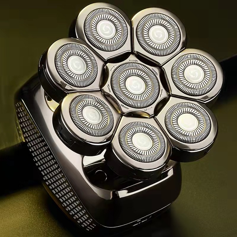 约克 (YUEKE)剃光头神器多刀头自刮胡须刀多功能剃须刀男士电动刮胡刀送男友送老公情人节礼物礼品 八刀头单机+收纳包