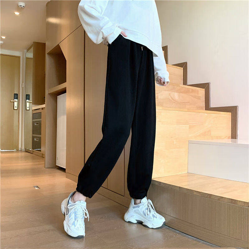 悠丛少女收脚裤子女学生束腿裤甜飒辣妹秋冬季抽绳束脚裤子女学生ins