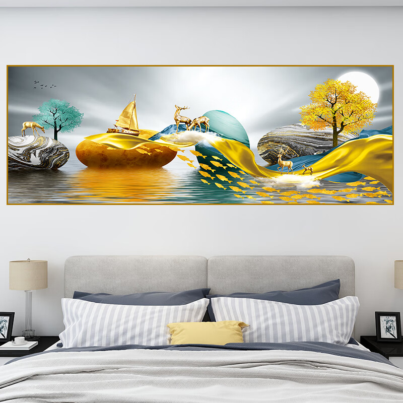 卧室床头画沙发背景墙贴客厅装饰画一整幅墙面自粘贴的 001步步高-升