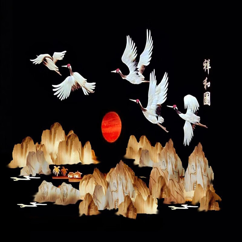 麦秆芦苇饰画 麦秸画 手工艺品 诗词 画芯75x50厘米 x50厘米 x50厘米