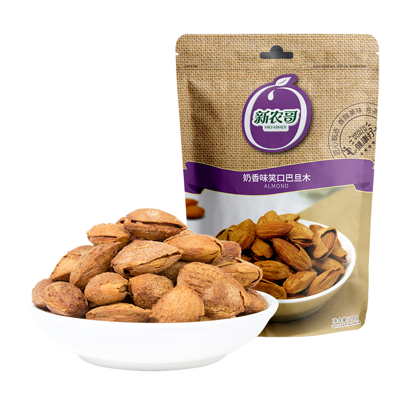 新農(nóng)哥 大顆粒NP巴旦木仁零食堅(jiān)果炒貨特產(chǎn)奶香味殼薄易剝 巴旦木仁500g