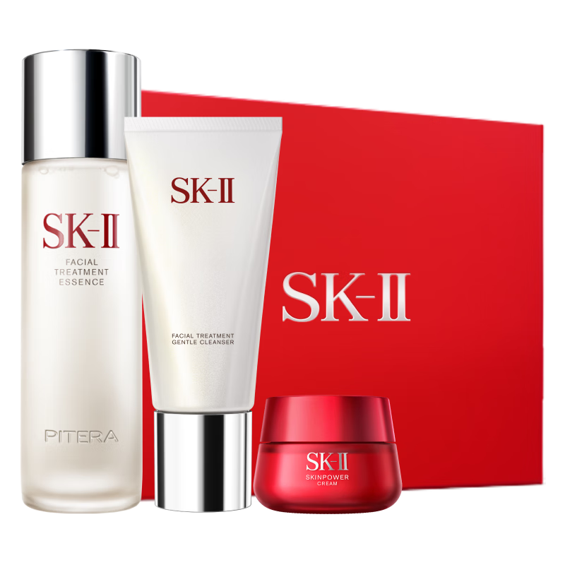 预售-SK-IIX仙水230ml+大红瓶面霜50g+洗面奶120gsk2sk-ii护肤品套装
