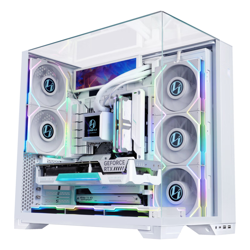 LIANLI联力包豪斯O11 Vision Compact 海景房台式电脑机箱 白色 /三面玻璃/中塔机箱/