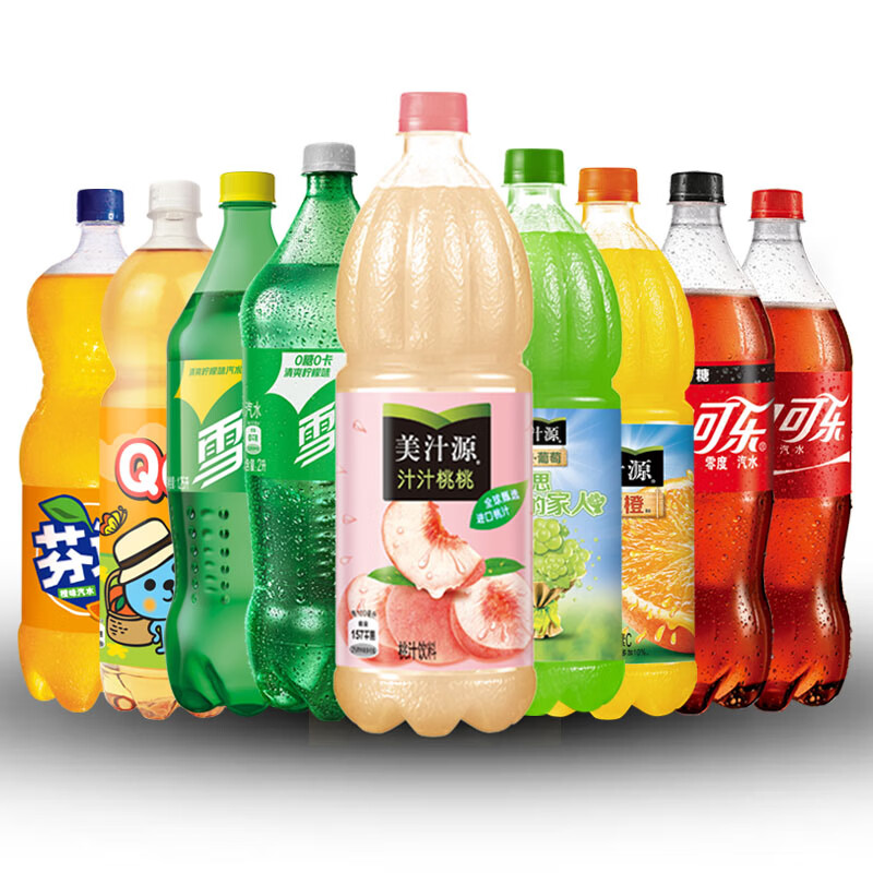 可乐系列2升零度可乐零卡雪碧芬达美汁源果粒橙 可口可乐888ml*1瓶