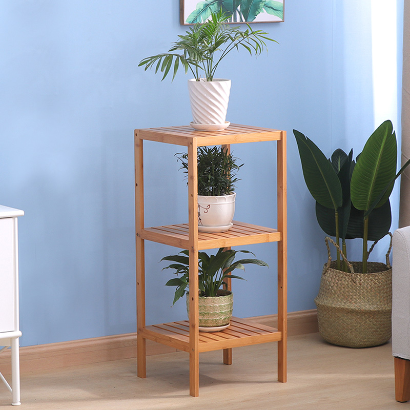 架厨房搁物架阳台花架子花盆架客厅收纳储物架楠竹 新三层条型置物架