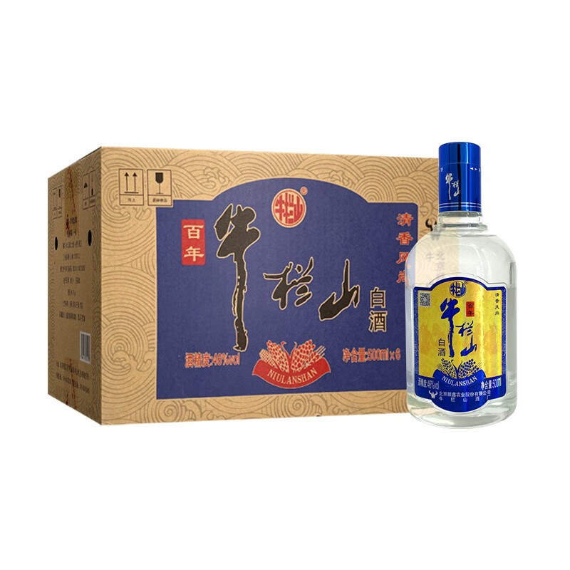 牛栏山二锅头白酒46度清香风尚清香型 500ml*6瓶整箱装年货纯粮中秋