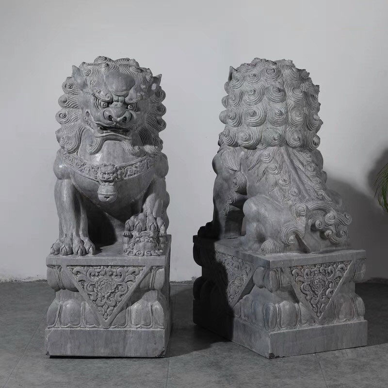 菲迪拉大号石狮子一对庭院门口青石石雕动物雕塑石头摆件汉白玉石材貔