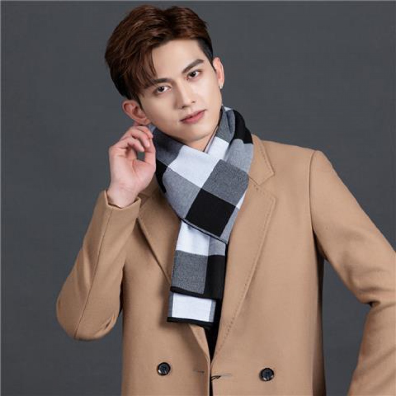 涵茳影男士短款商务小围巾韩版男士围巾商务加厚冬季百搭生日礼物学生
