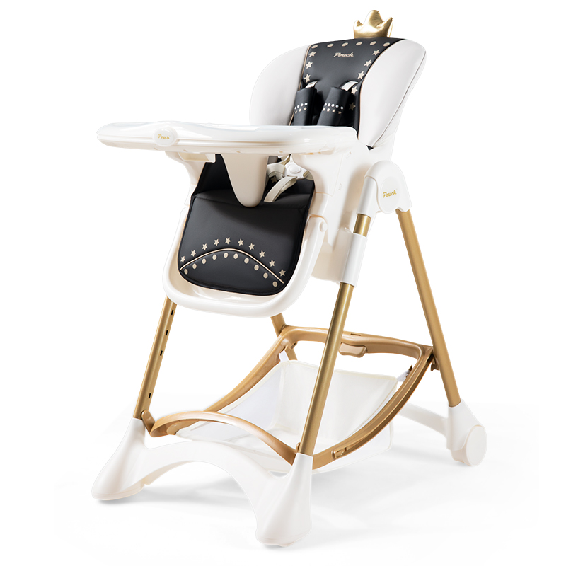 pouch帛琦 宝宝餐椅 加大加宽可折叠 k05kinght 骑士系列 白金色