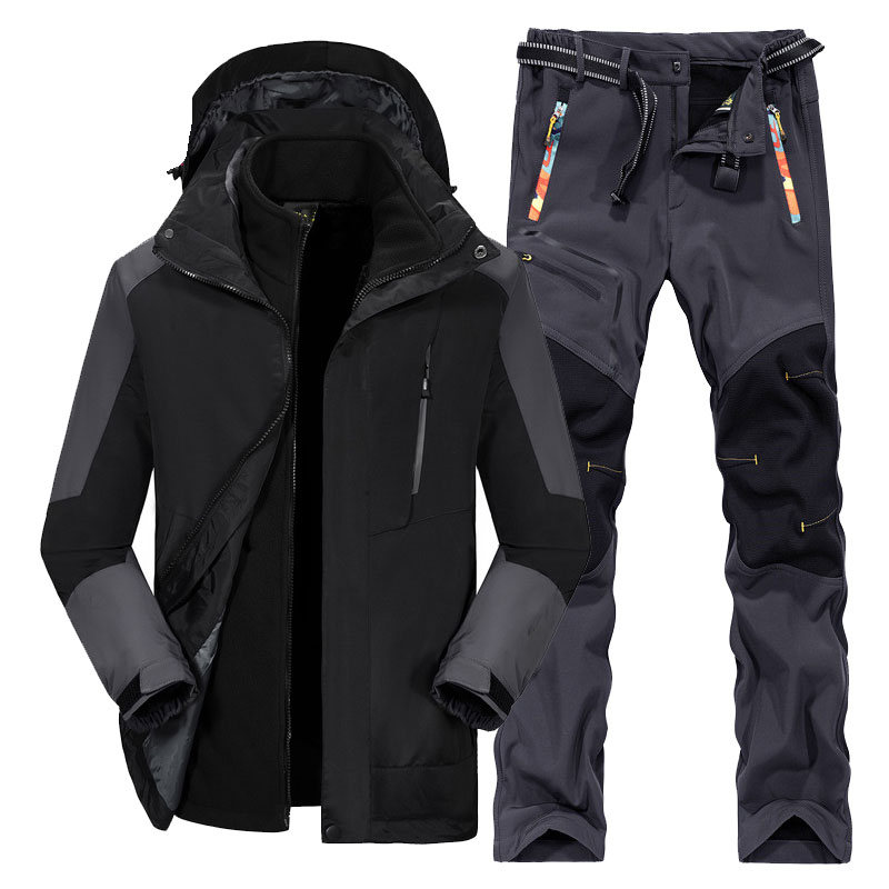 营乐自由光gk冬季三合一两件套冲锋衣男套装保暖大码登山服装女可拆卸