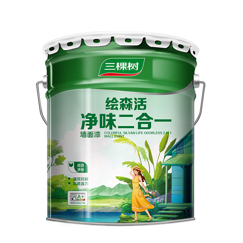 三棵樹漆（SKSHU）乳膠漆凈味二合一墻面漆室內(nèi)油漆涂料裝修乳膠漆室內(nèi)家用自刷墻漆 18L/涂刷墻面120㎡*2遍