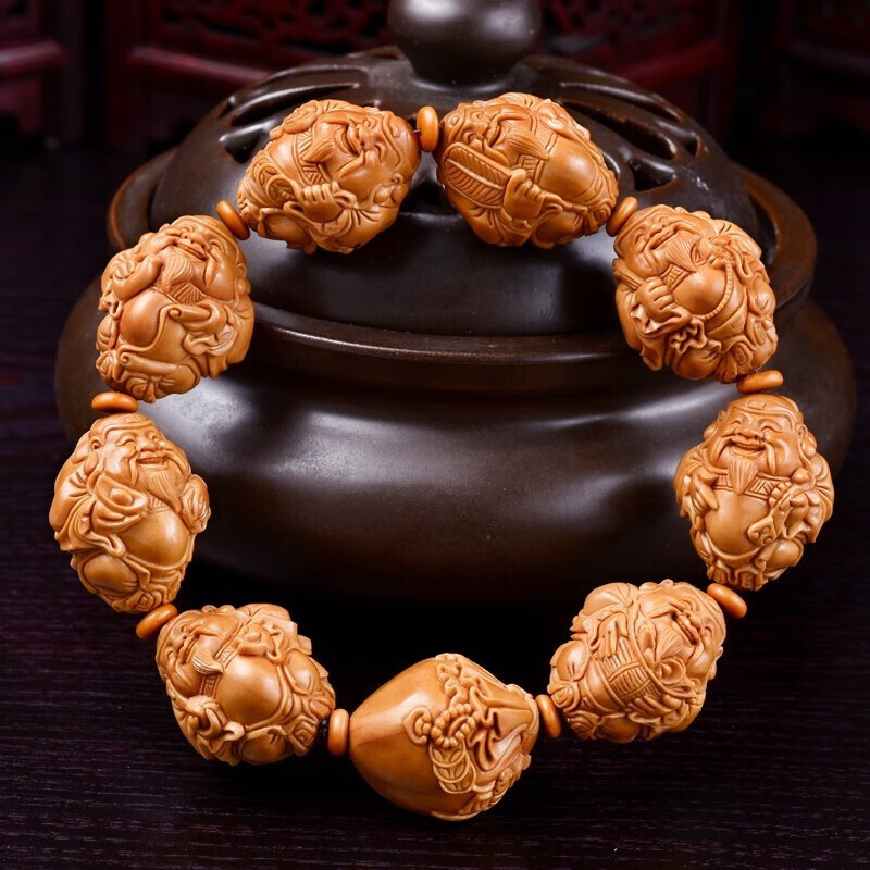 2大籽文玩橄榄核雕男士手把件手工雕刻 苏工大师曹乐 2.2*2.6cm