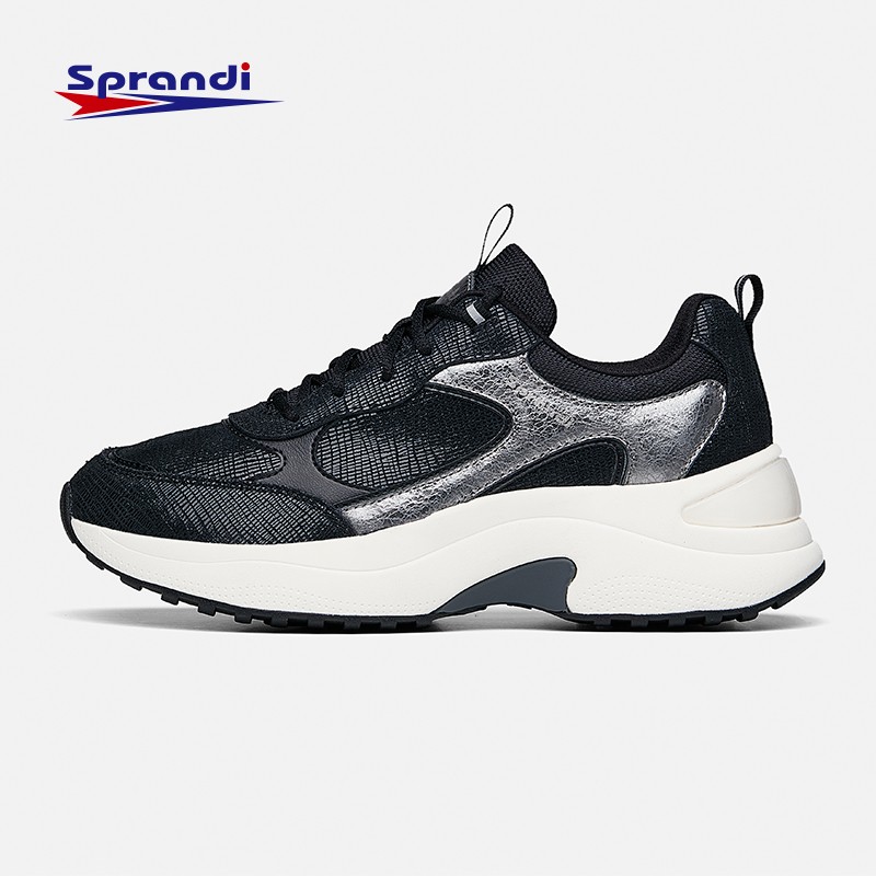 sprandi斯潘迪qq糖丨休闲鞋女鞋厚底轻奢运动鞋增高休闲鞋 黑/深枪色