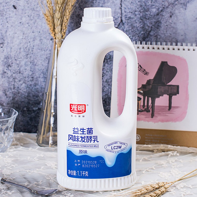 光明 益生菌酸奶1.1kg/桶风味发酵乳低温酸牛奶 益生菌大桶*1桶尝鲜装