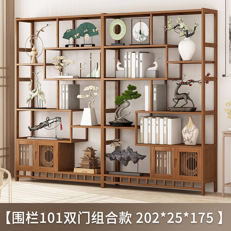 筱典博古架茶叶架博物架楠竹展示柜古董摆件架多宝格茶室置物架办公室 2件组合-六层带门款【店长推荐】怎么看?