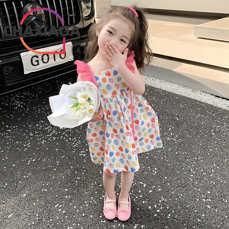 茶小阿女童夏天小裙子小女孩新款夏季洋气时髦田园风公主裙女宝宝无袖